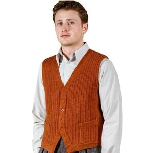 Socialite Men’s Rufus 1940’s Vintage Style Wool Sweater Vest Russet Size XL